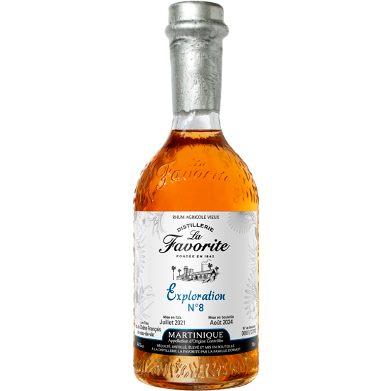 La-favorite-exploration-8 Rhum La Favorite Exploration No. 8 70cl bouteille orange doré avec étiquette détaillée La Favorite, Martnique, édition 2021.
