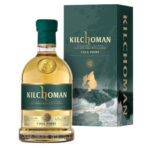 Whisky Kilchoman Coull Point 70cl bouteille et boîte élégante, présentation artisanale, étiquette verte et dorée.